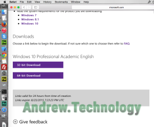 Windows 10 download page from Microsoft